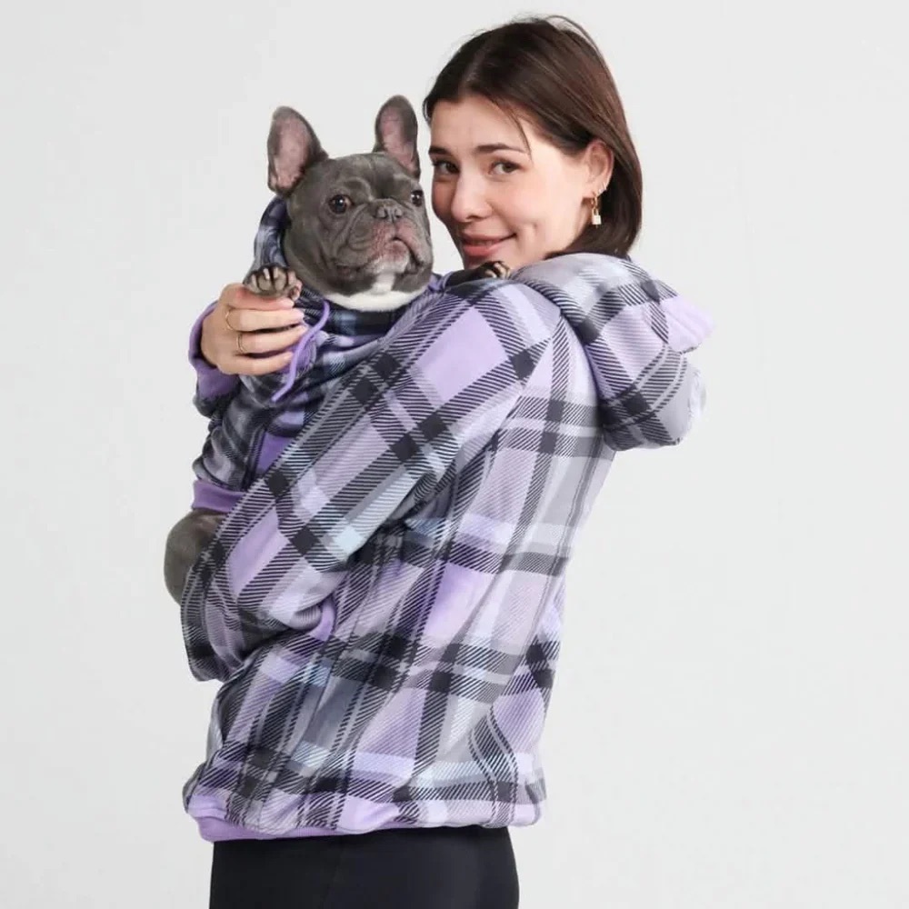 Spark Paws Human Hoodie | Purple Plaid Velour, Size 2X